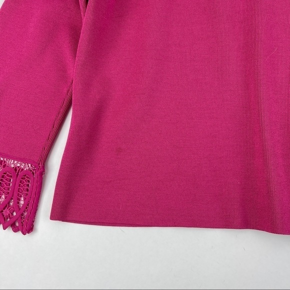 Sigrid Olsen Sweater Womens Petite Medium Pink Flower - Picture 9 of 9